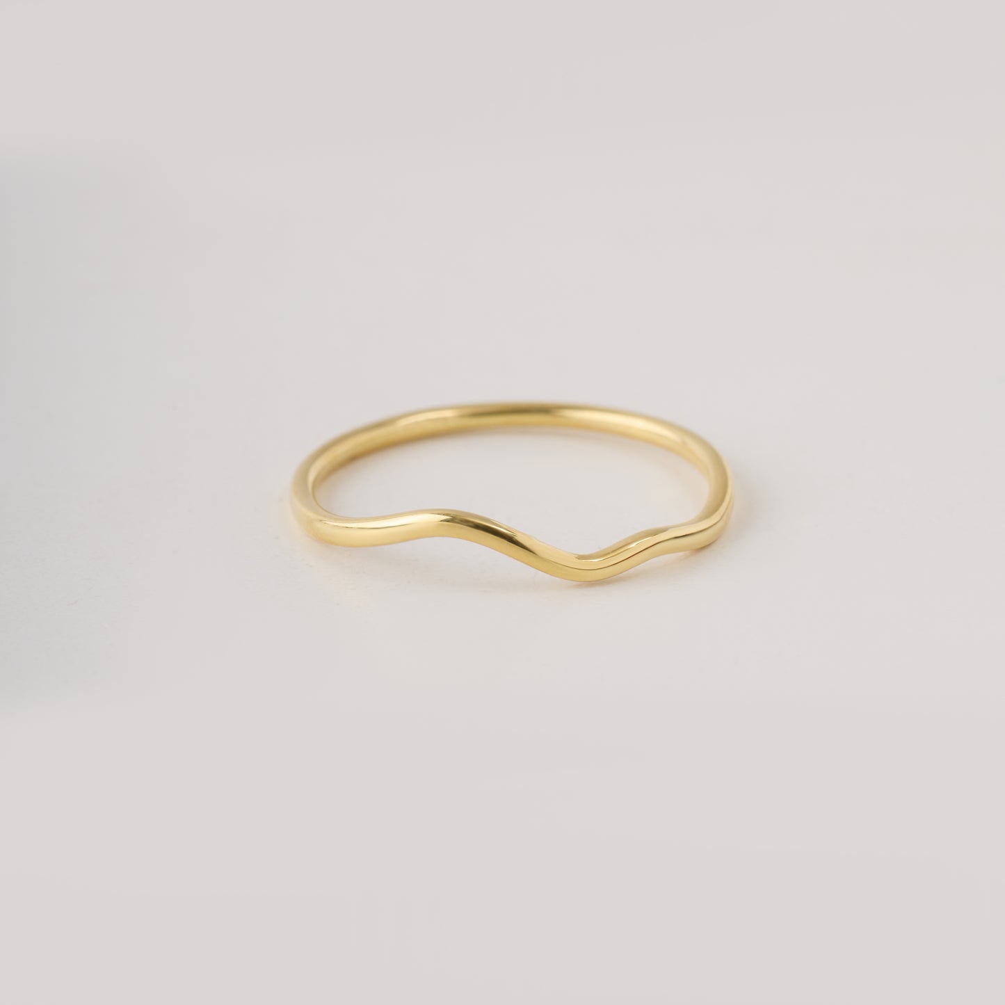 Wave Ring Solid Gold | Minimalist Ocean Wave Stacking Band | Dainty Curved Wedding Ring | Solid Gold Handmade Jewelry Gift for Her