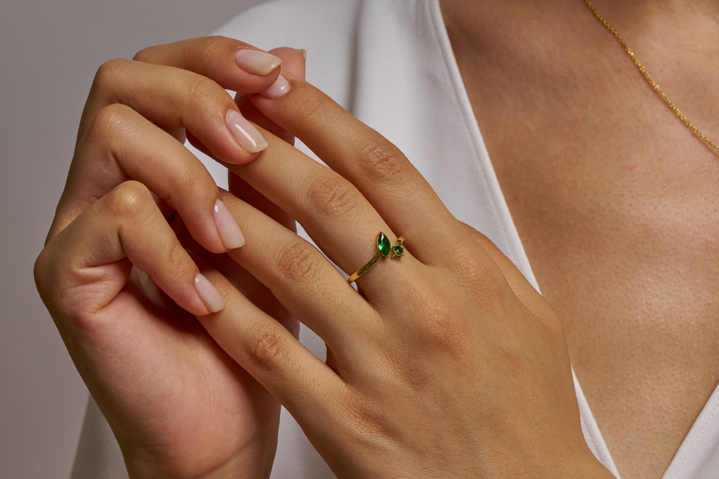 Gold Marquise Cut Birthstone Ring, Open Adjustable Ring for Women, Dual Stone Elegant Promise Ring for Her, Luxury Marquise Cut Ring Gift