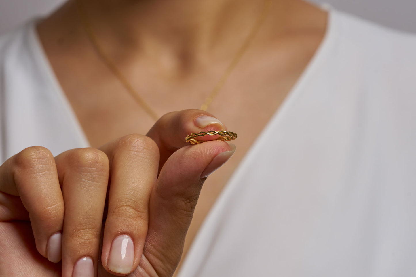 Minimalist Twisted Wedding Band Ring: Dainty Braided Promise Ring in Silver & Solid Gold Options
