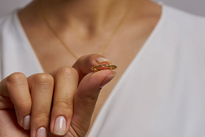 Minimalist Twisted Wedding Band Ring: Dainty Braided Promise Ring in Silver & Solid Gold Options