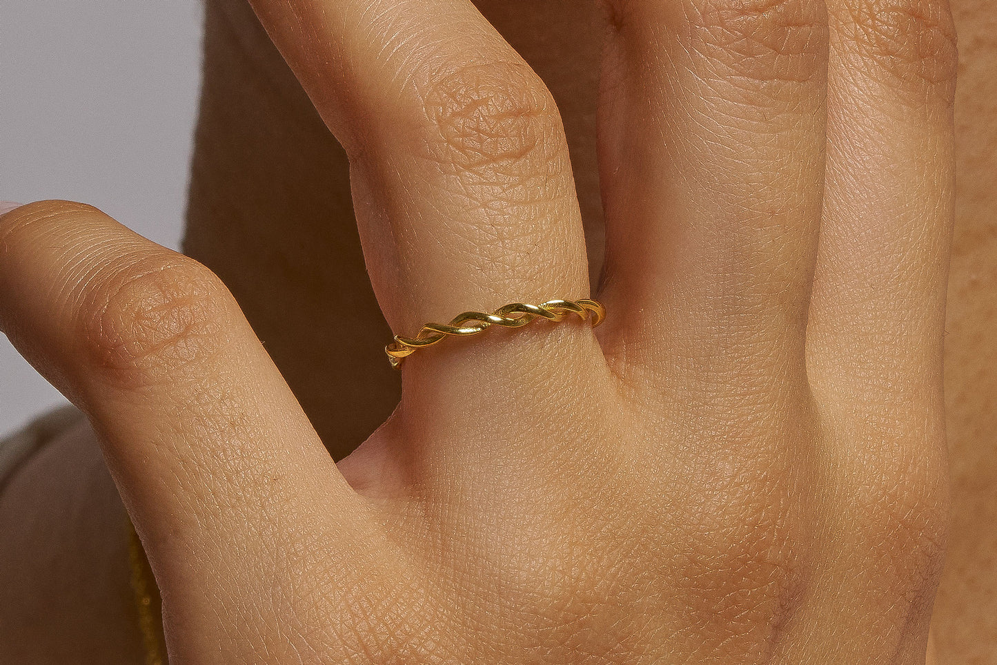 Minimalist Twisted Wedding Band Ring: Dainty Braided Promise Ring in Silver & Solid Gold Options