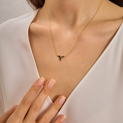 ÜçPeridot Markiz Taşlı Kolye (127)
