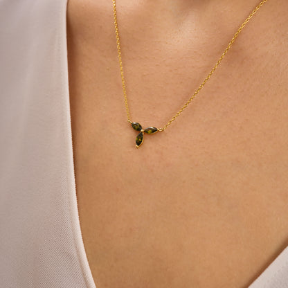 ÜçPeridot Markiz Taşlı Kolye (127)