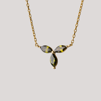 ÜçPeridot Markiz Taşlı Kolye (127)