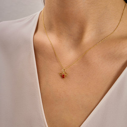 Garnet Taşlı Arı Kolye (137)