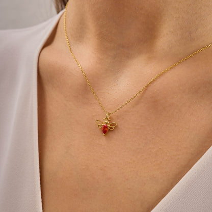 Garnet Taşlı Arı Kolye (137)
