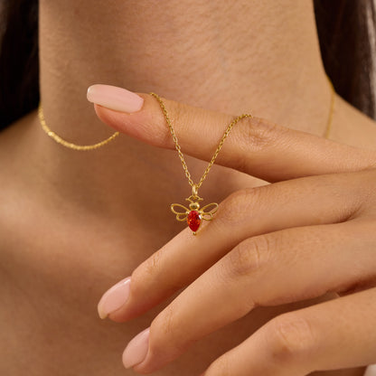 Garnet Taşlı Arı Kolye (137)