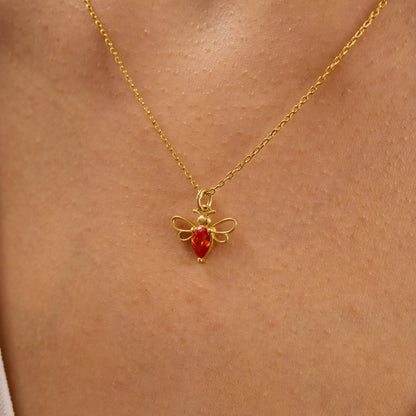 Garnet Taşlı Arı Kolye (137)