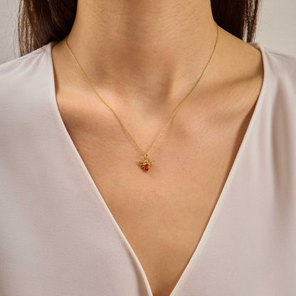 Garnet Taşlı Arı Kolye (137)
