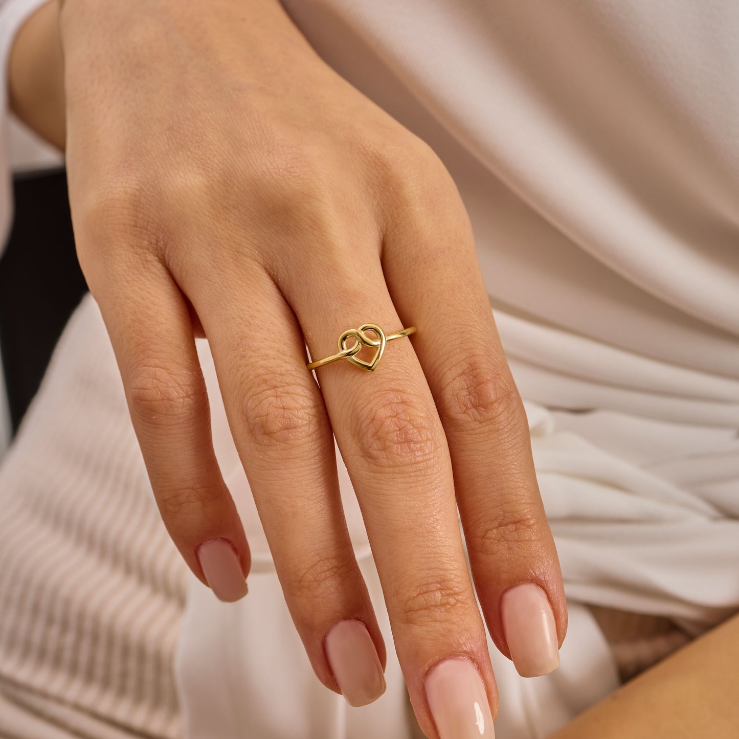 Solid Gold Infinity Heart Ring – Love Knot Promise Jewelry