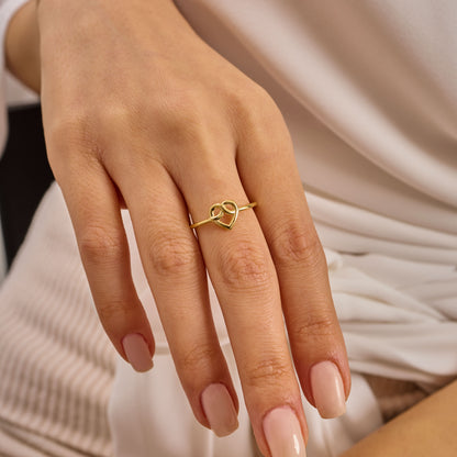 Solid Gold Infinity Heart Ring – Love Knot Promise Jewelry