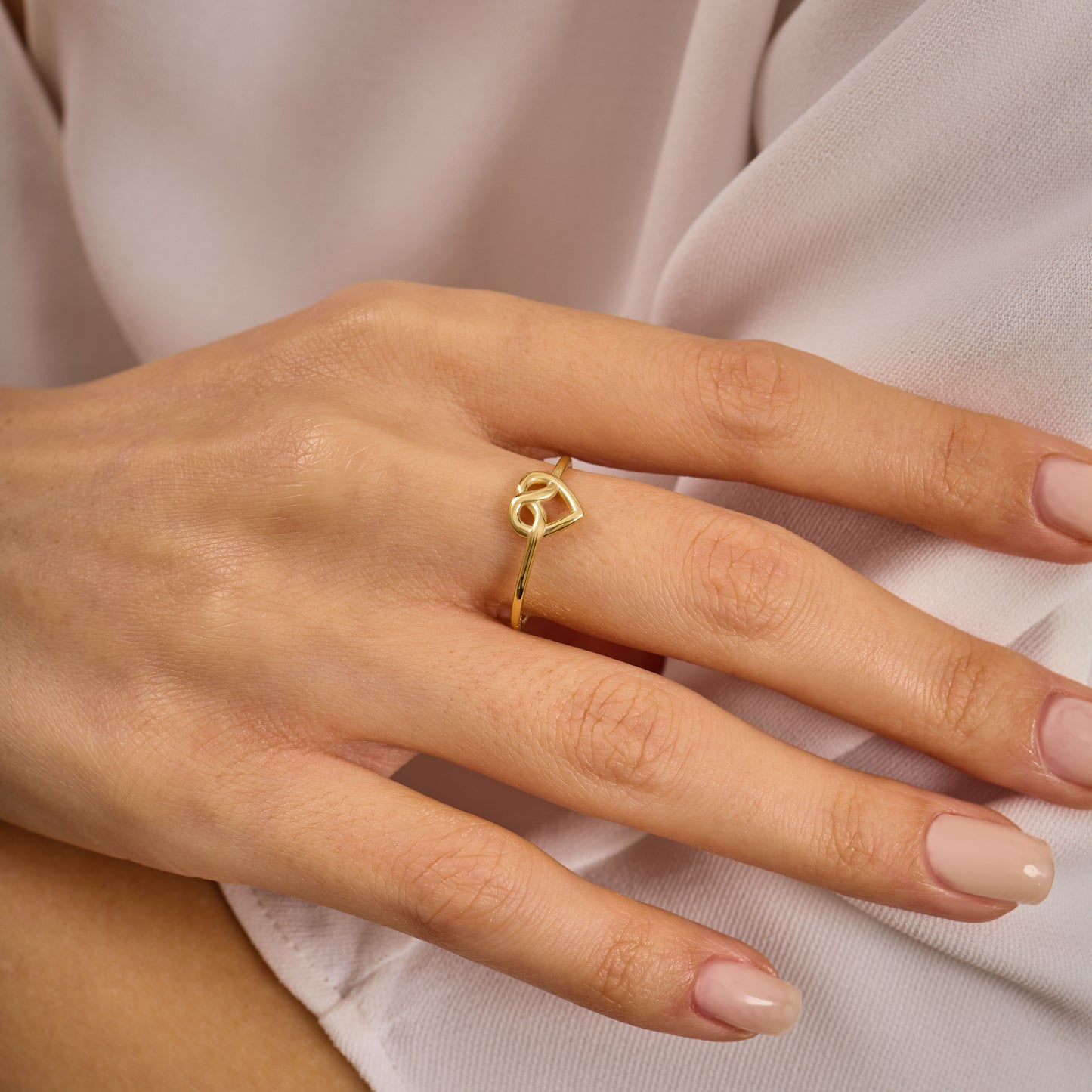 Solid Gold Infinity Heart Ring – Love Knot Promise Jewelry
