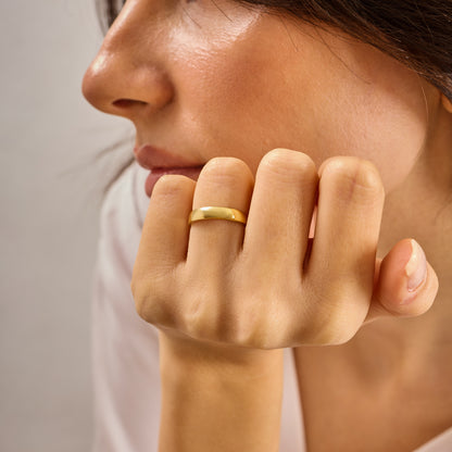 Solid Gold Thick Band, Minimalist Wedding Ring, Unisex Gold Ring