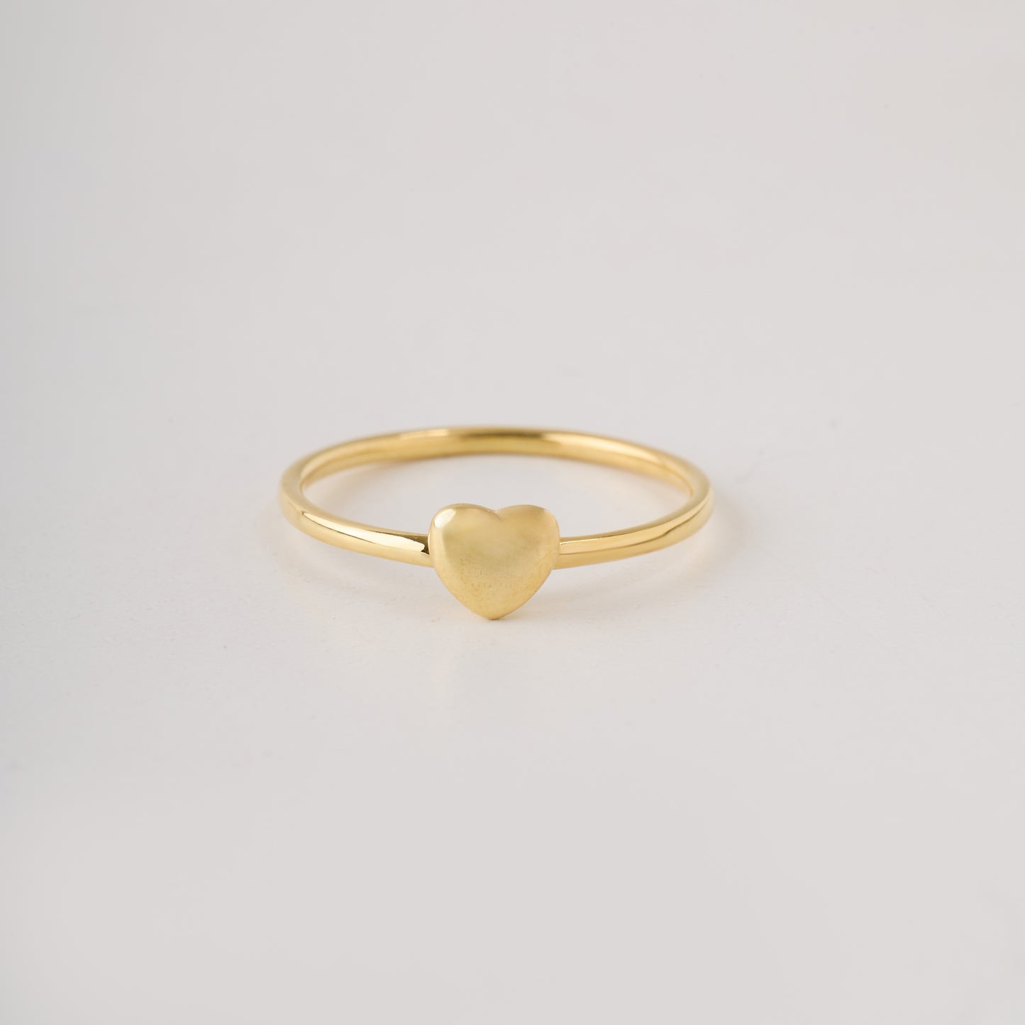 Solid Gold Heart Ring | Dainty Gold Love Ring | Minimalist Stacking Band | Real Gold Heart Jewelry Gift for Her |Tiny Heart Promise Ring