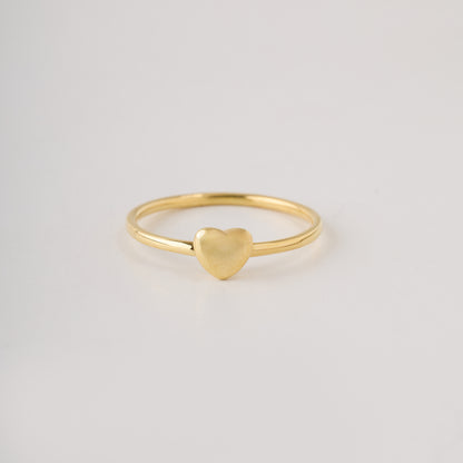 Solid Gold Heart Ring | Dainty Gold Love Ring | Minimalist Stacking Band | Real Gold Heart Jewelry Gift for Her |Tiny Heart Promise Ring