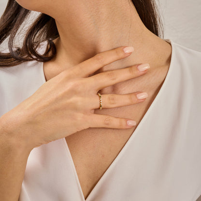 Solid Gold Baguette Birthstone Ring | Moissanite Stacking Band | Minimalist Multi Stone Ring | Personalized Jewelry Gift for Her