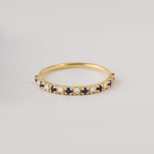 Safir ve Moissanite Taşlı Yüzük