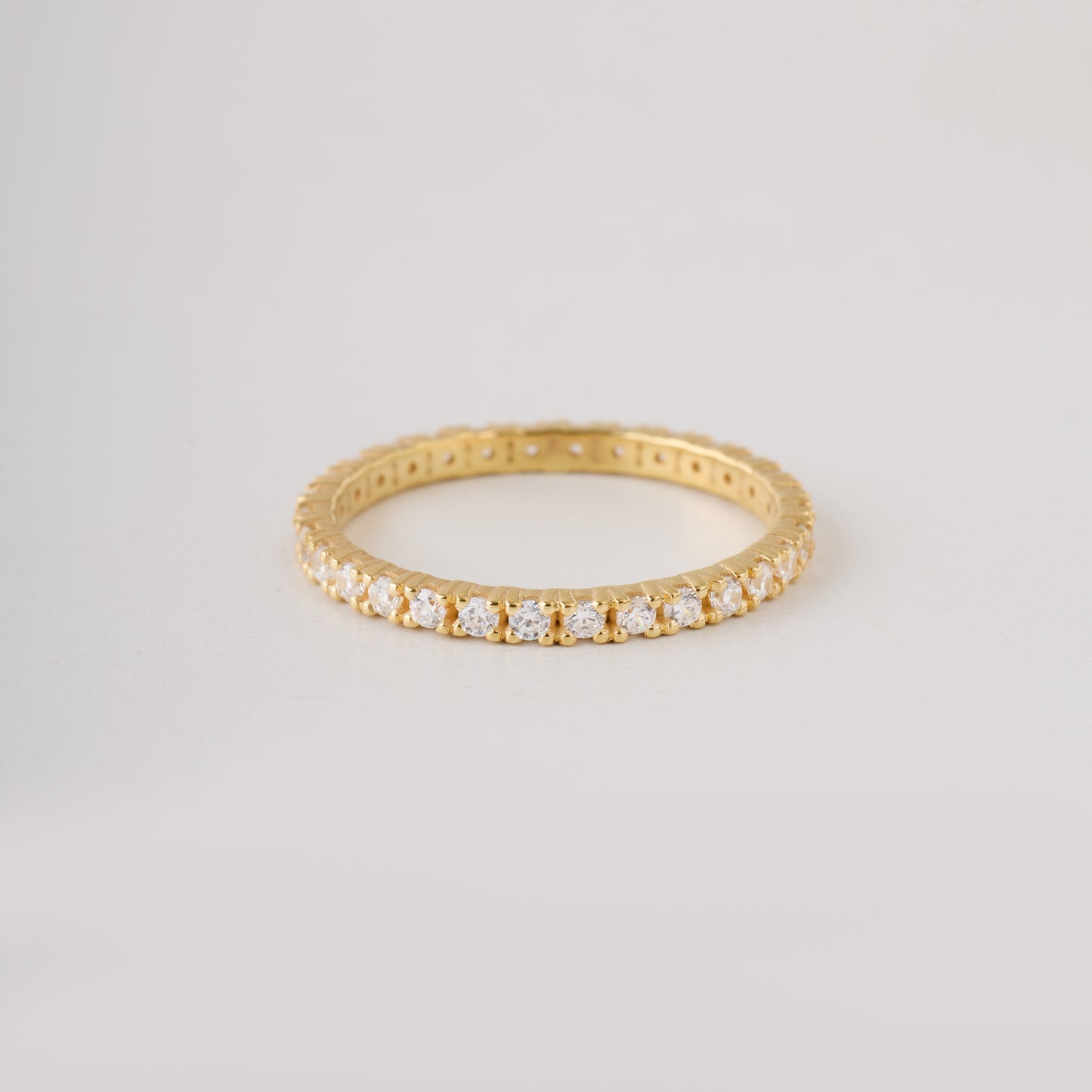 Moissanite Eternity Band Ring 2mm | Full Eternity 30 Stone Ring ,Solid Gold Wedding Band | Minimal Stackable Ring