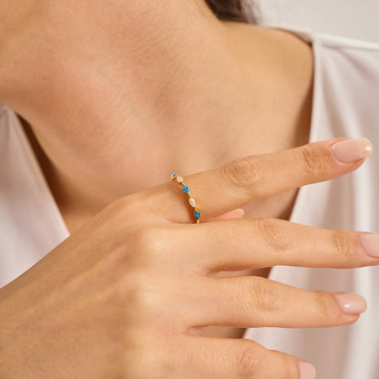 Gold Marquise Birthstone Ring | Moissanite Stacking Band