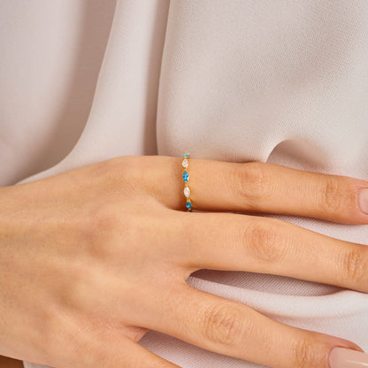 Gold Marquise Birthstone Ring | Moissanite Stacking Band