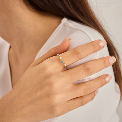 Gold Marquise Birthstone Ring | Moissanite Stacking Band