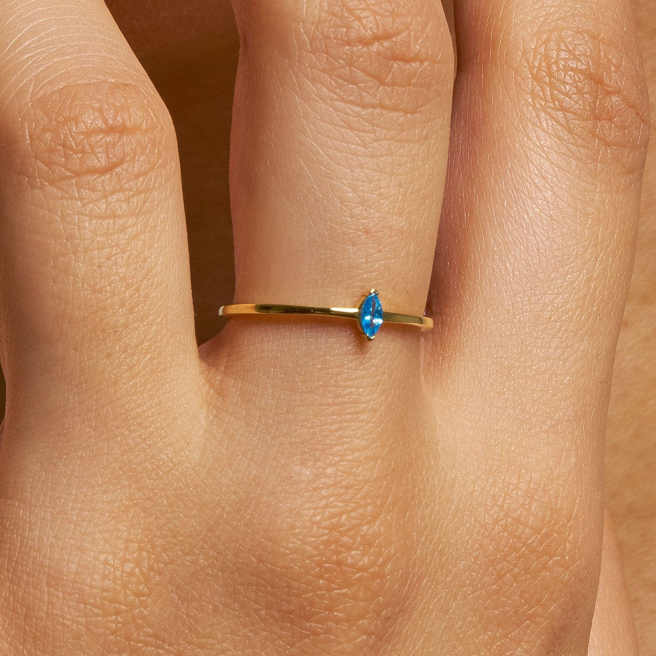 Marquise Blue Stone Solitaire Ring, Elegant Solitaire Jewelry, Dainty Marquise Cut Ring, Birthday Gift for Her, Luxury Proposal Ring