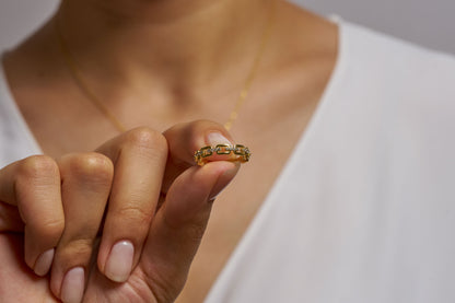 Link Chain Diamond Ring Available in Silver & Gold Options: Minimialist Promise Ring