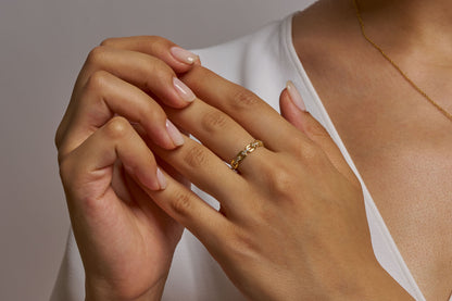 Link Chain Diamond Ring Available in Silver & Gold Options: Minimialist Promise Ring