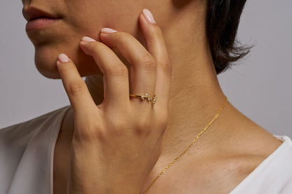 Leaf Diamond Cut Moissanite Cluster Ring: Elegant Leaf Design Jewelry in Silver & Gold Options