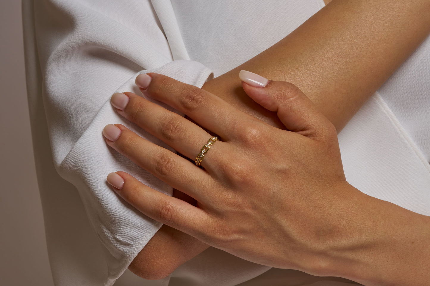 Link Chain Diamond Ring Available in Silver & Gold Options: Minimialist Promise Ring