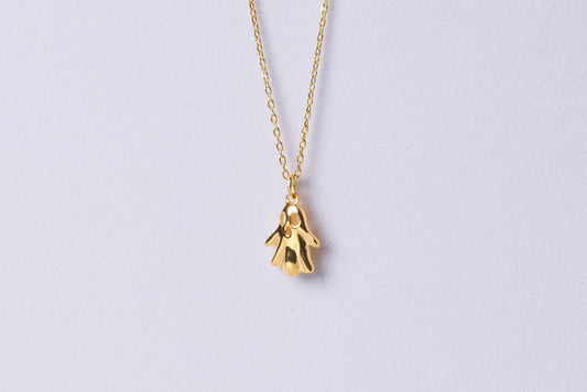 Halloween Ghost Necklace in Solid Gold: Cute and Spooky Ghost Charm Pendant