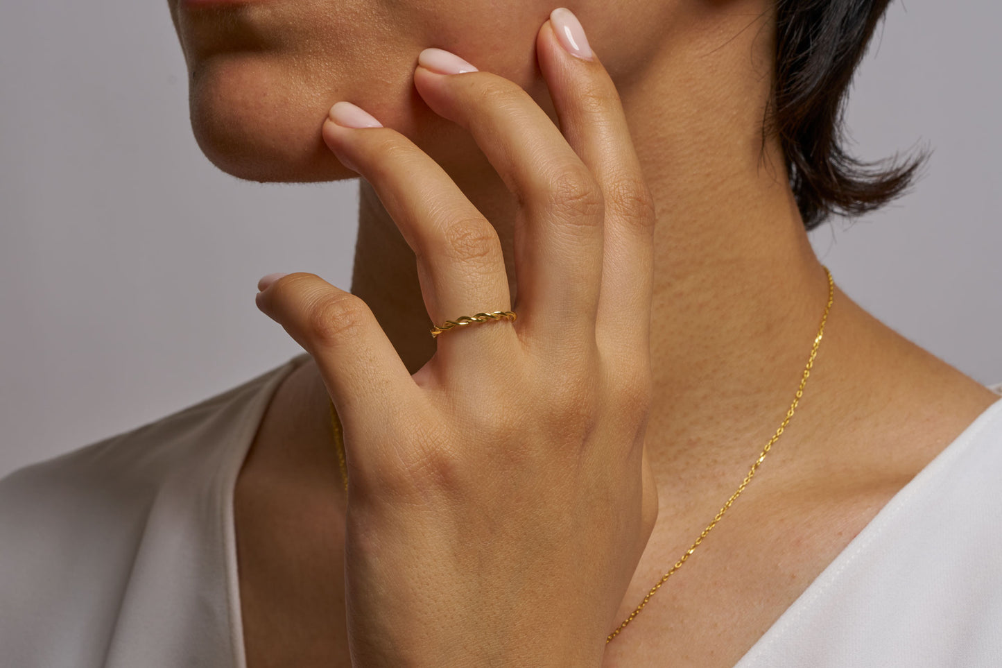 Minimalist Twisted Wedding Band Ring: Dainty Braided Promise Ring in Silver & Solid Gold Options