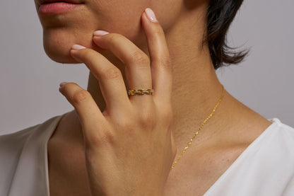 Link Chain Diamond Ring Available in Silver & Gold Options: Minimialist Promise Ring