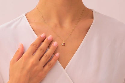 Red Garnet and Moissanite Ladybird Necklace: Elegant Ladybug Pendant in Silver & Solid Gold