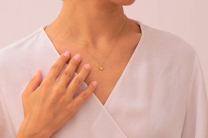 Dainty Citrine Stone Necklace inSolid Gold: Minimalist Birthstone Jewelry for Women
