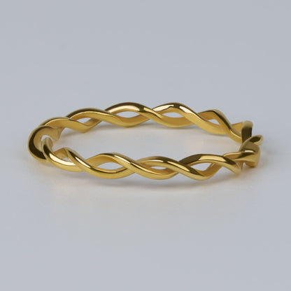 Minimalist Twisted Wedding Band Ring: Dainty Braided Promise Ring in Silver & Solid Gold Options