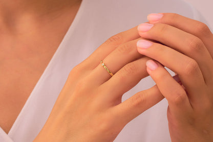 Solid Gold & Silver "Make A Wish" Band Ring: Star and Diamond Accent Inspirational Wish Ring