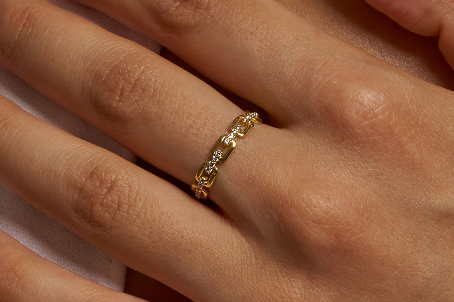 Link Chain Diamond Ring Available in Silver & Gold Options: Minimialist Promise Ring