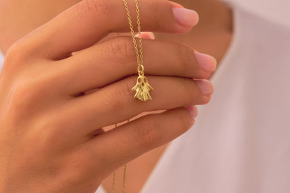 Halloween Ghost Necklace in Solid Gold: Cute and Spooky Ghost Charm Pendant