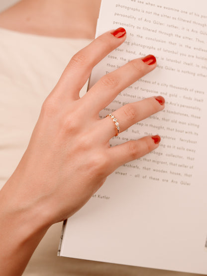 Minimalist Bezel Moissanite Band, 14K Solid Gold Dainty Stacking Ring