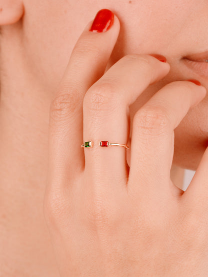 14K Gold Open Birthstone Ring – Solid Gold Cuff Ring