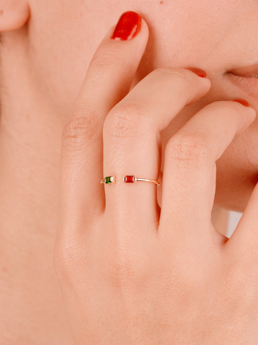 14K Gold Open Birthstone Ring – Solid Gold Cuff Ring