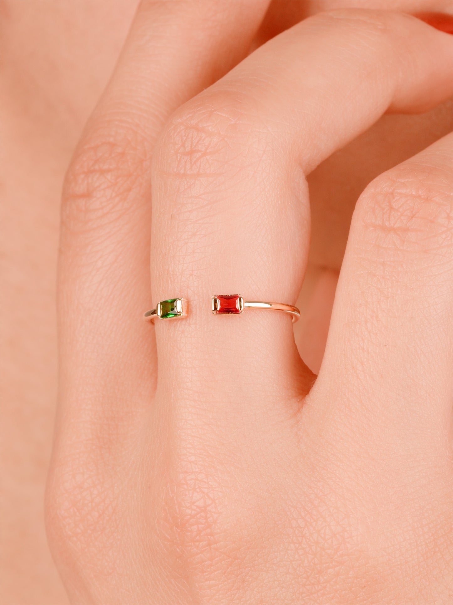 14K Gold Open Birthstone Ring – Solid Gold Cuff Ring