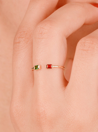 14K Gold Open Birthstone Ring – Solid Gold Cuff Ring