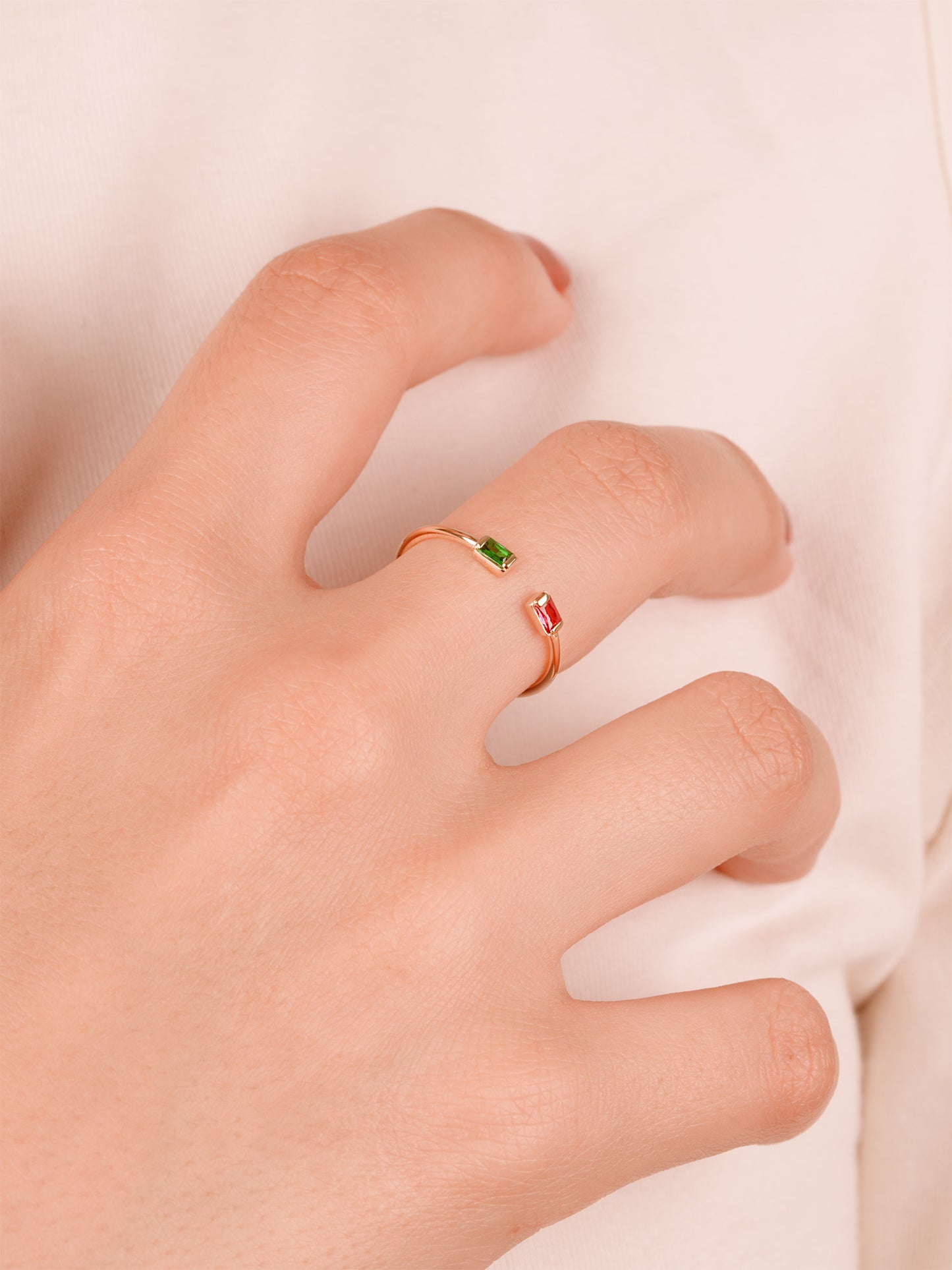 14K Gold Open Birthstone Ring – Solid Gold Cuff Ring