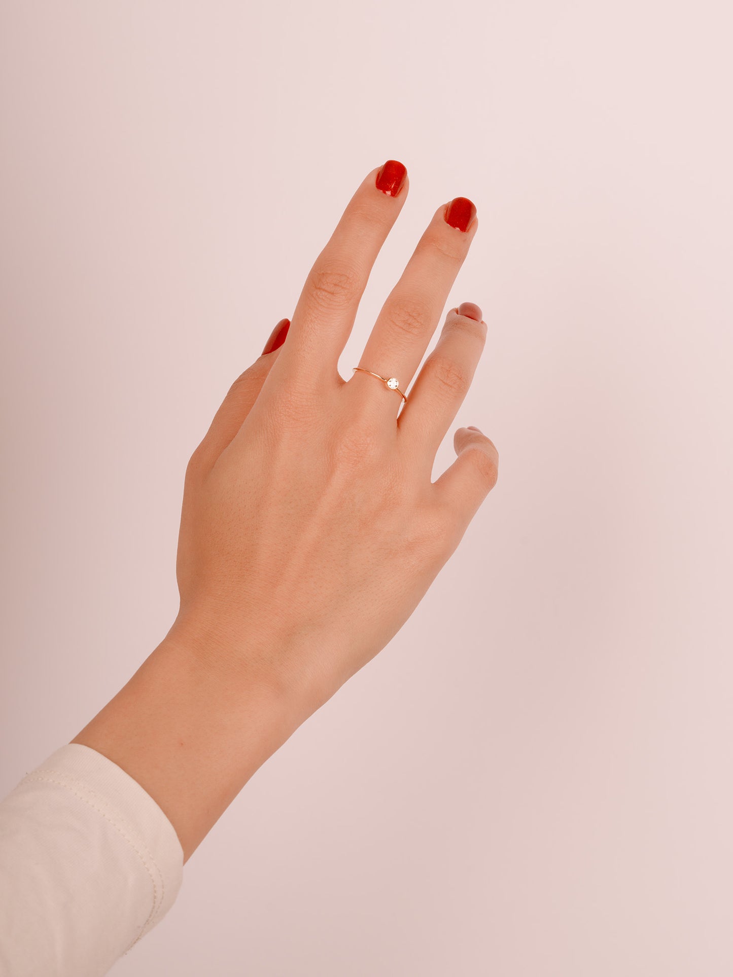 14K Gold Bezel Moissanite Ring, Dainty Solid Gold Solitaire Ring