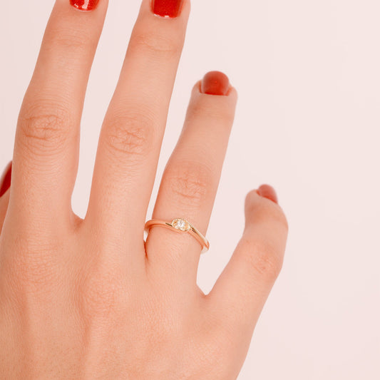 Dainty Gold Evil Eye Ring, Minimalist Stacking Ring, Protective Jewelry
