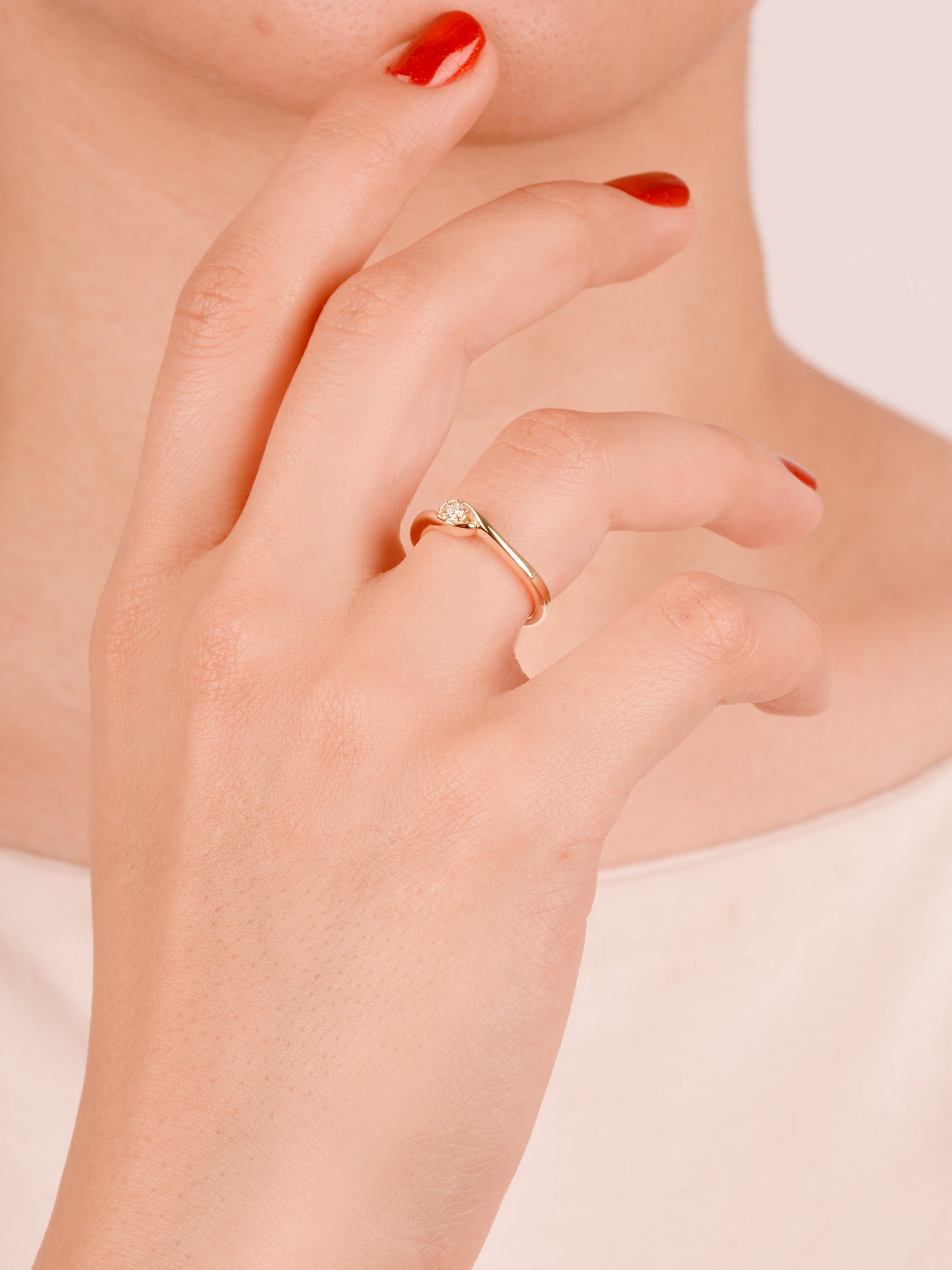 14K Gold Solitaire Moissanite Ring – Minimalist Solid Gold Engagement Ring