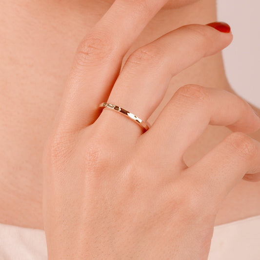 14K Gold Hammered Band – Textured Solid Gold Stacking Ring