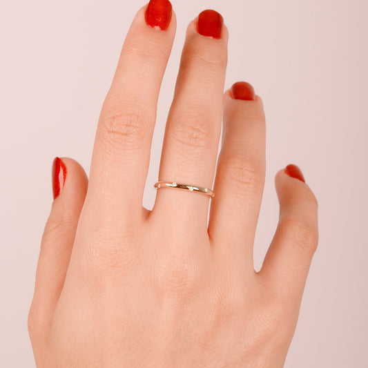 Dainty Diamond Band Ring for Womenn: Thin Stacking Ring, Dainty Wedding Band, Elegant Jewelry, Promise Ring